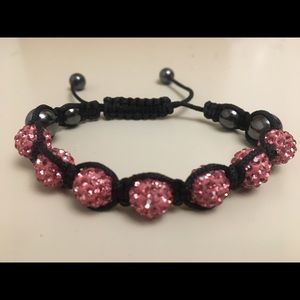 Pink Rhinestone Ball Bracelet